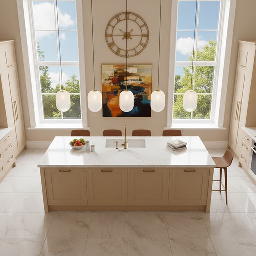 Artcraft Vita 1 Light Pendant, Brass/White Ombre