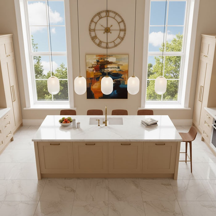 Artcraft Vita 1 Light Pendant, Brass/White Ombre