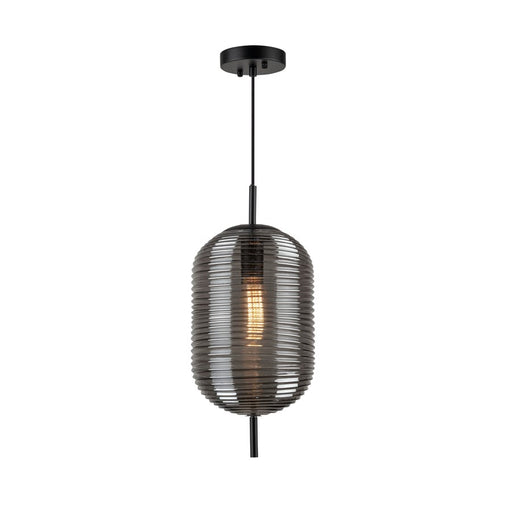 Artcraft Vita 1 Light Pendant, Black/Smoke Grey