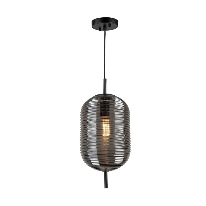 Artcraft Vita 1 Light Pendant, Black/Smoke Grey