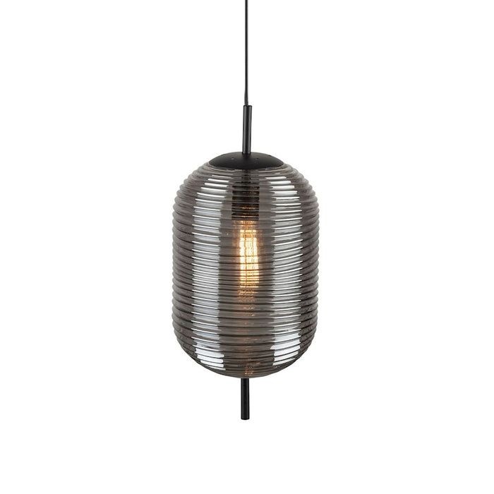 Artcraft Vita 1 Light Pendant, Black/Smoke Grey