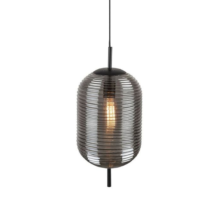 Artcraft Vita 1 Light Pendant, Black/Smoke Grey