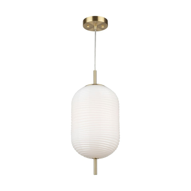 Artcraft Vita 1 Light Pendant, Brass/White