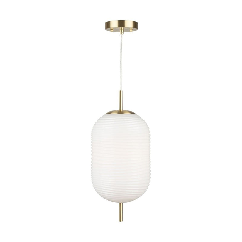 Artcraft Vita 1 Light Pendant, Brass/White