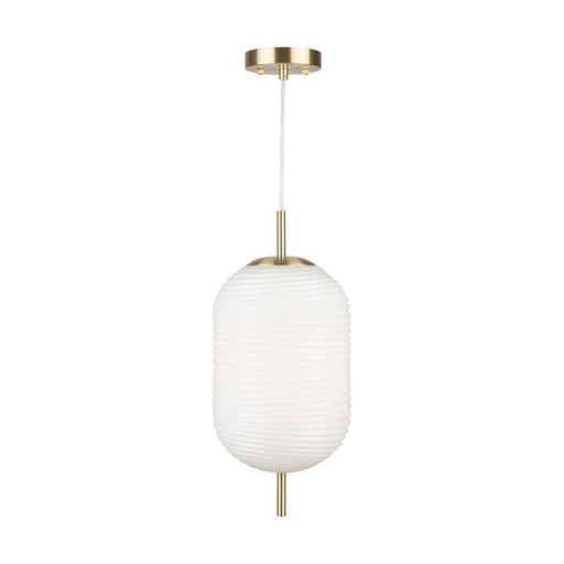 Artcraft Vita 1 Light Pendant, Brass/White