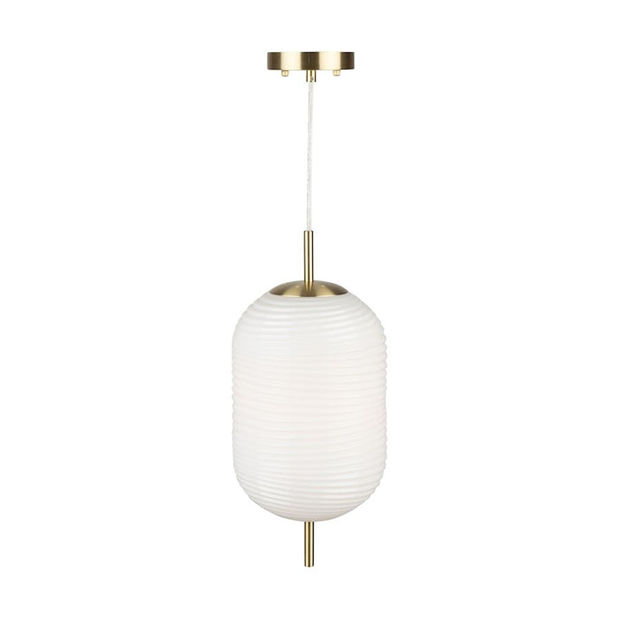 Artcraft Vita 1 Light Pendant, Brass/White