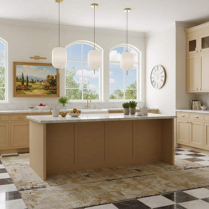 Artcraft Vita 1 Light Pendant, Brass/White