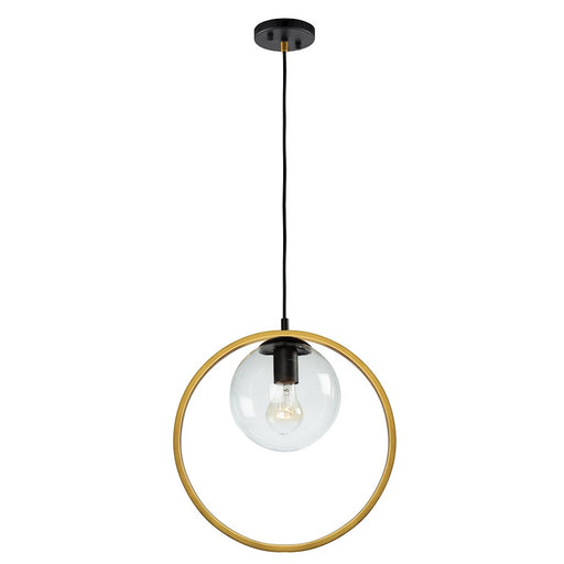 Artcraft Lugano 1 Light Pendant, Black/Vintage Brass