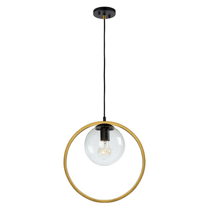 Artcraft Lugano 1 Light Pendant, Black/Vintage Brass