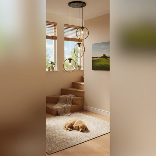 Artcraft Lugano Pendant, Black/Vintage Brass