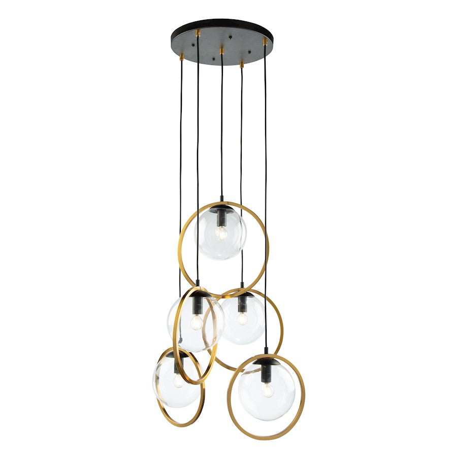 Artcraft Lugano Pendant, Black/Vintage Brass