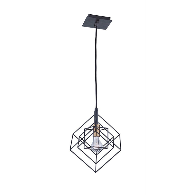 Artcraft Artistry 1 Light Pendant, Matte Black/Harvest Brass