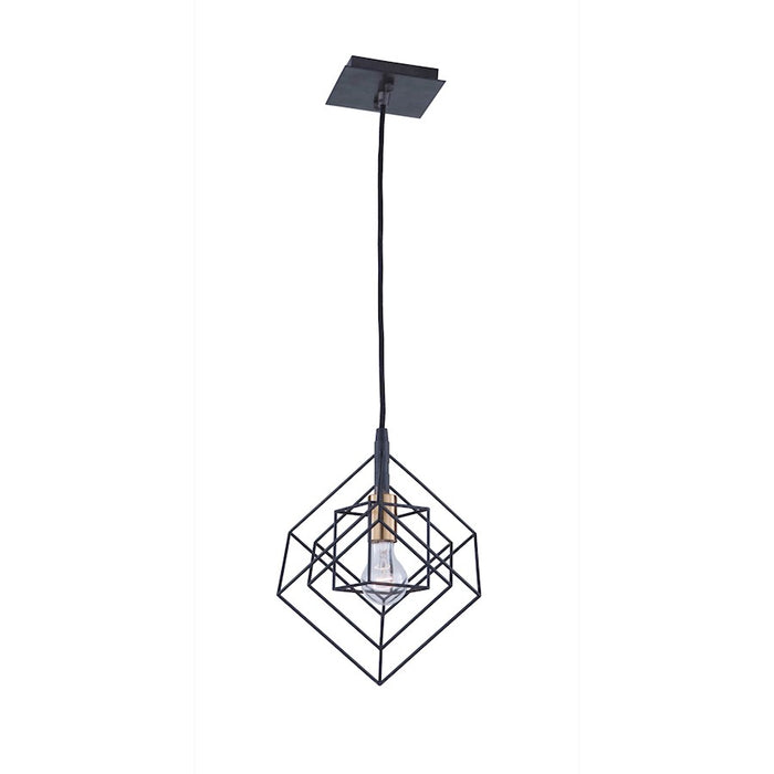 Artcraft Artistry 1 Light Pendant, Matte Black/Harvest Brass