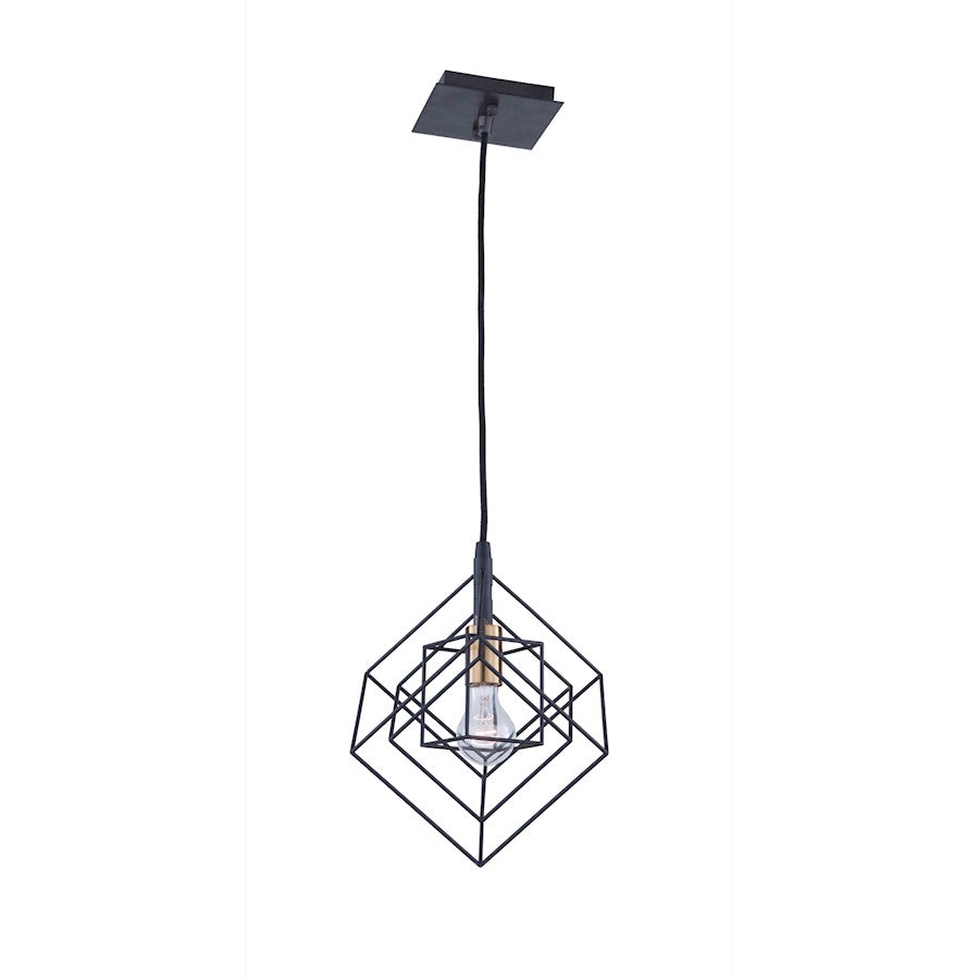 Artcraft Artistry 1 Light Pendant, Matte Black/Harvest Brass