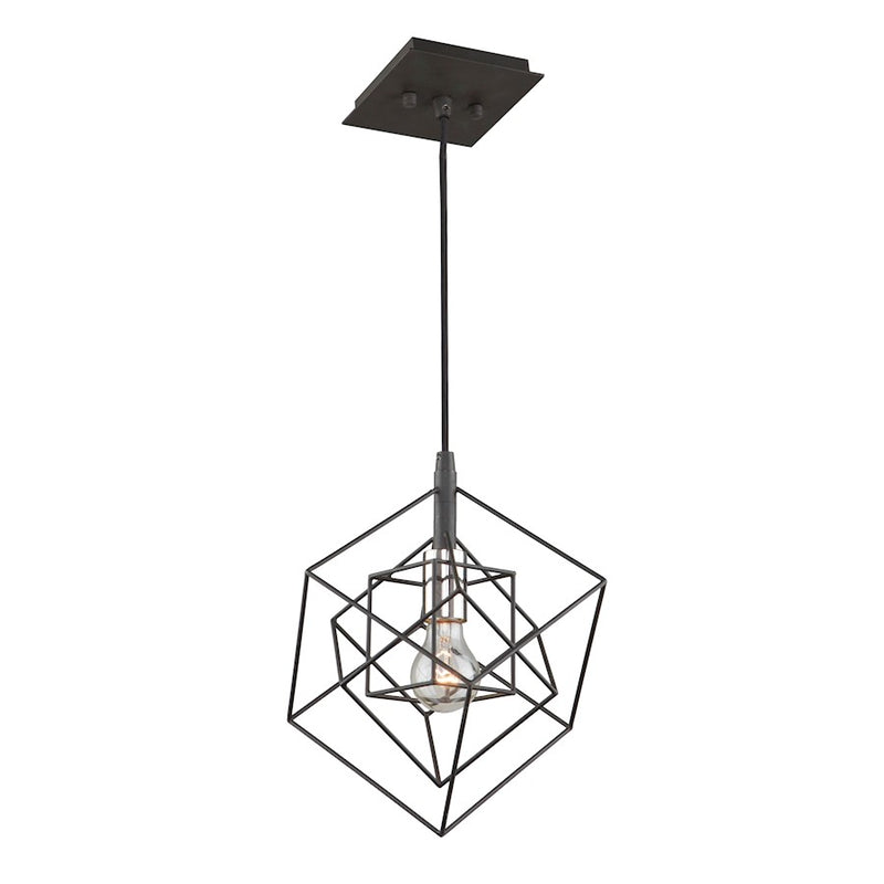 Artcraft Artistry 1 Light 11" Pendant, Matte Black/Harvest Brass