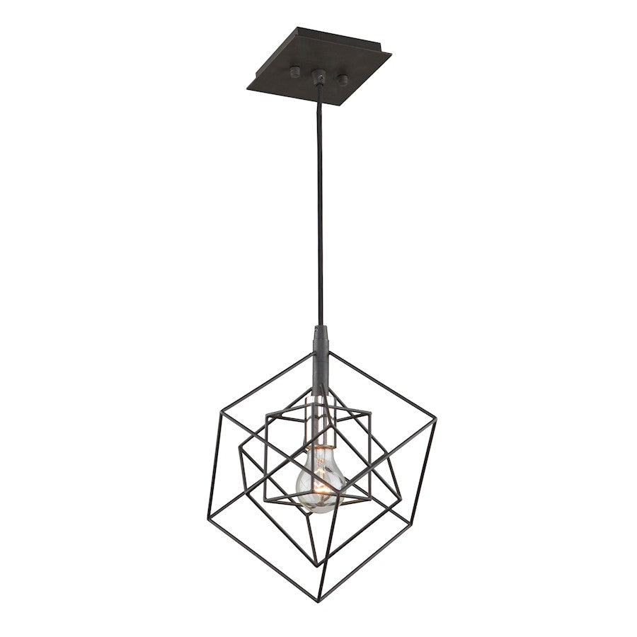 Artcraft Artistry 1 Light 11" Pendant, Matte Black/Harvest Brass