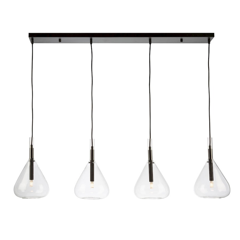 Artcraft Conic 4 Light Island Light, Black/Clear