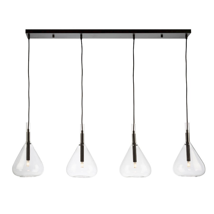 Artcraft Conic 4 Light Island Light, Black/Clear