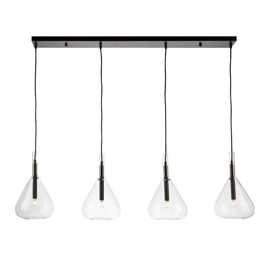 Artcraft Conic 4 Light Island Light, Black/Clear