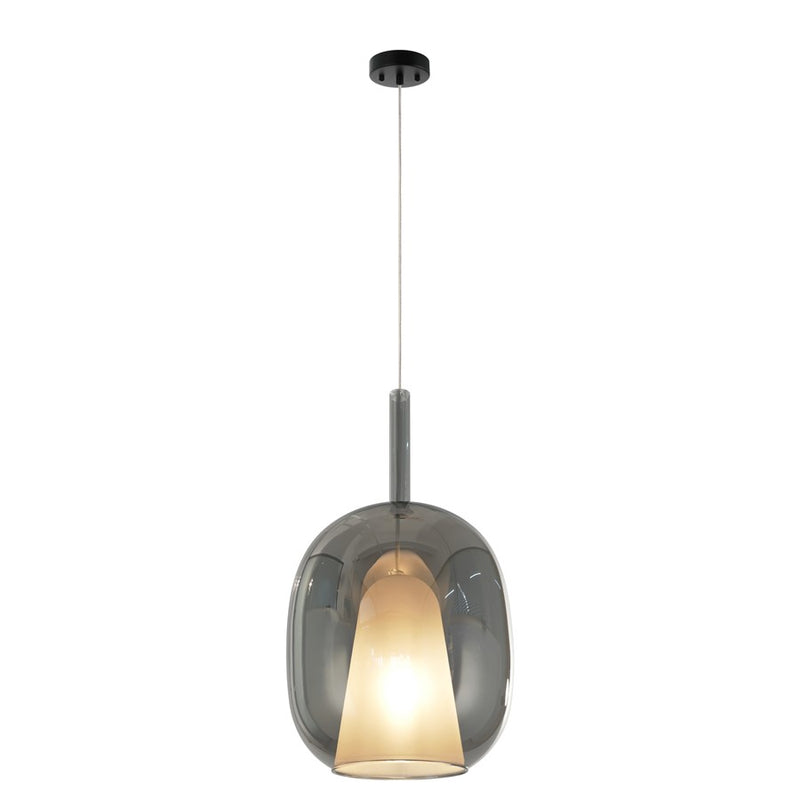 Artcraft Dusk 1 Light Pendant, Black/Smoke