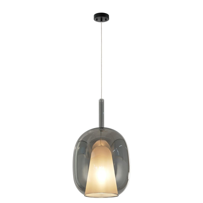 Artcraft Dusk 1 Light Pendant, Black/Smoke