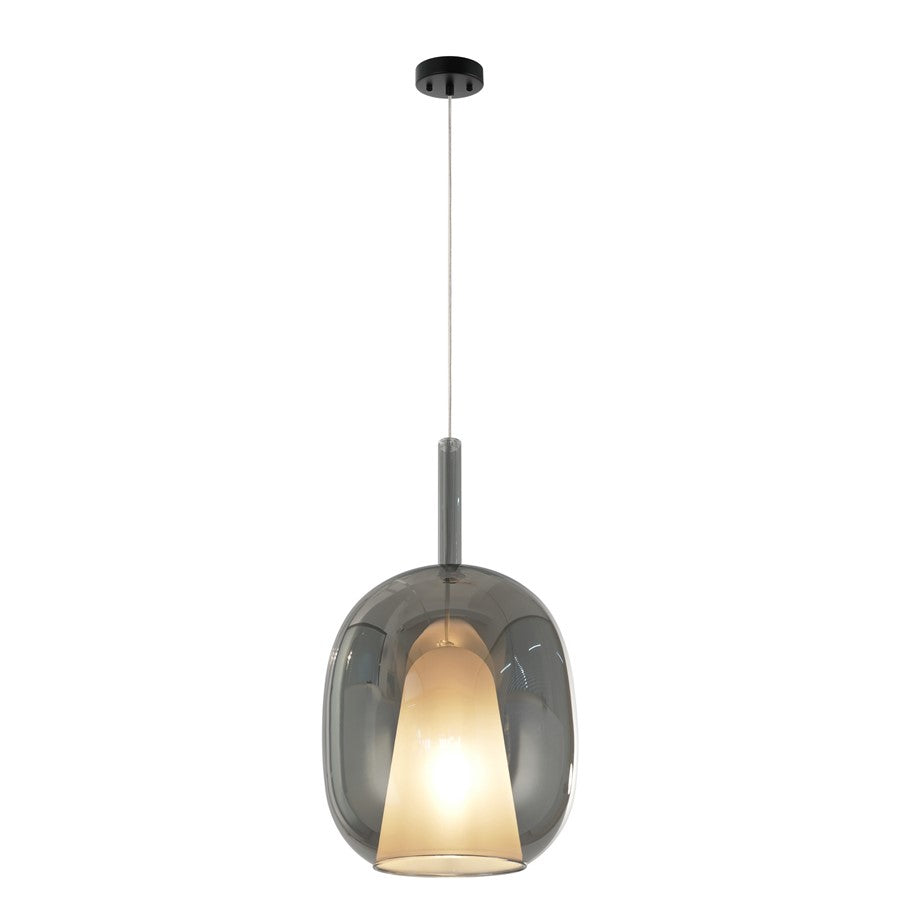 Artcraft Dusk 1 Light Pendant, Black/Smoke