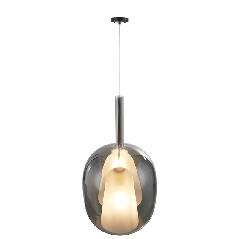 Artcraft Dusk 1 Light Pendant, Black/Smoke
