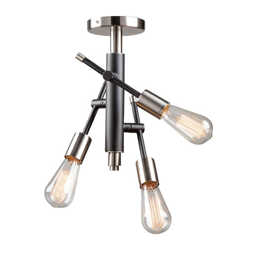 Artcraft Truro 3 Light Semi Flush Mount, Black/Brushed Nickel