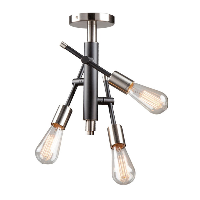 Artcraft Truro 3 Light Semi Flush Mount, Black/Brushed Nickel