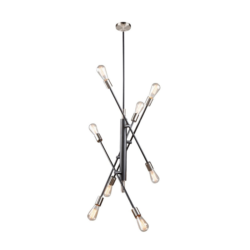 Artcraft Truro 8 Light Pendant, Black/Brushed Nickel