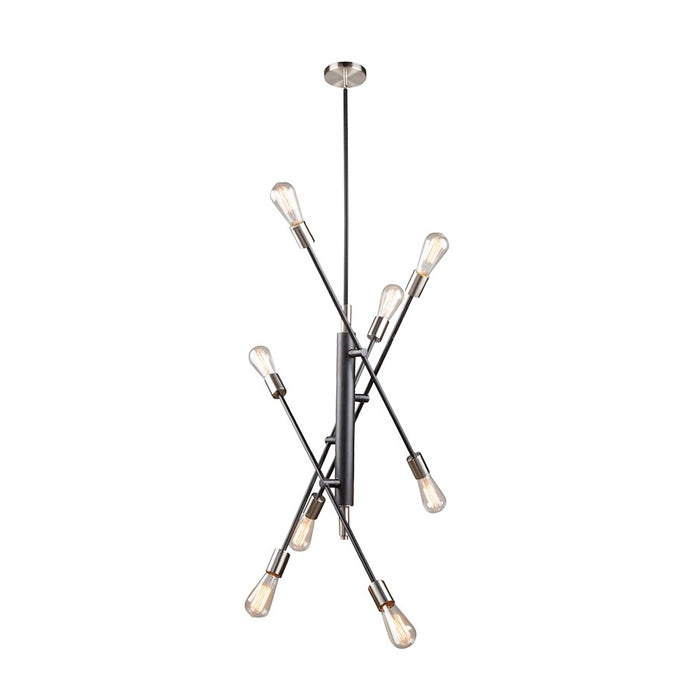 Artcraft Truro 8 Light Pendant, Black/Brushed Nickel