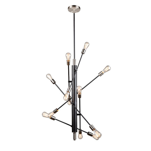 Artcraft Truro 12 Light Pendant, Black/Brushed Nickel
