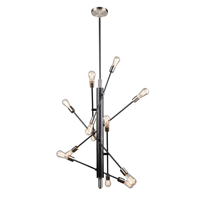 Artcraft Truro 12 Light Pendant, Black/Brushed Nickel