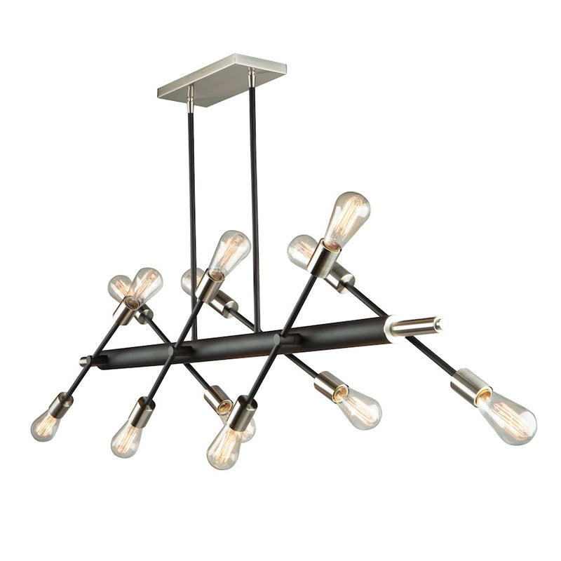 Artcraft Truro 12 Light Island Light, Matte Black/Brushed Nickel