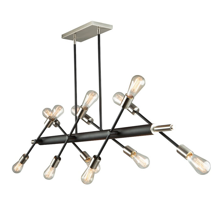 Artcraft Truro 12 Light Island Light, Matte Black/Brushed Nickel