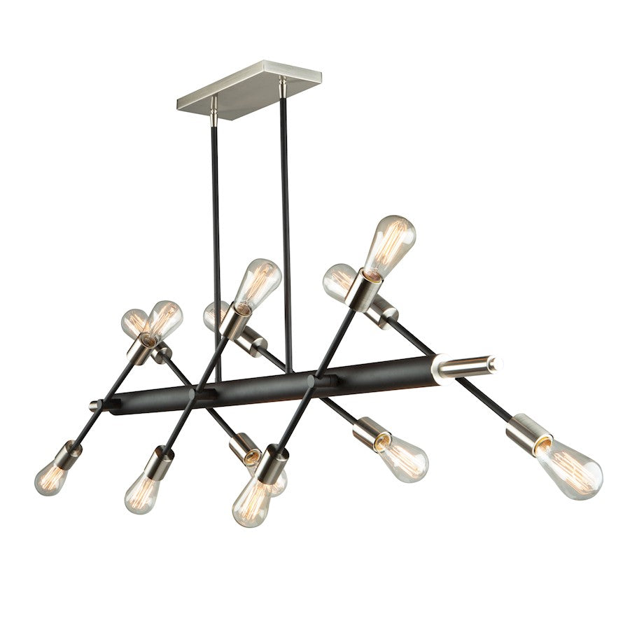 Artcraft Truro 12 Light Island Light, Matte Black/Brushed Nickel
