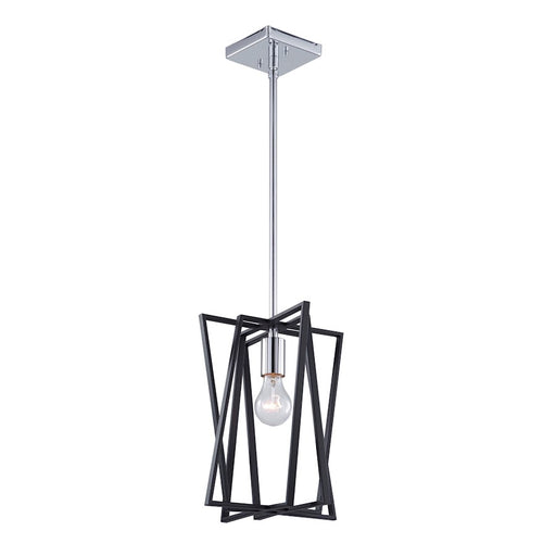 Artcraft Middleton 1 Light 11" Pendant, Matte Black/Polished Chrome