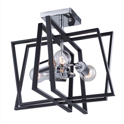 Artcraft Middleton 3 Light 13" SemiFlush Mount, Black/Polished Chrome