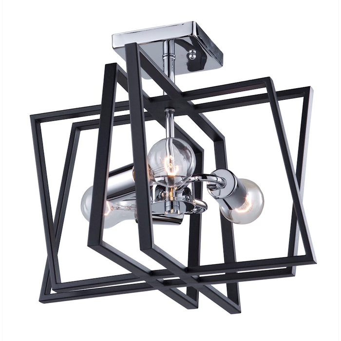 Artcraft Middleton 3 Light 13" SemiFlush Mount, Black/Polished Chrome