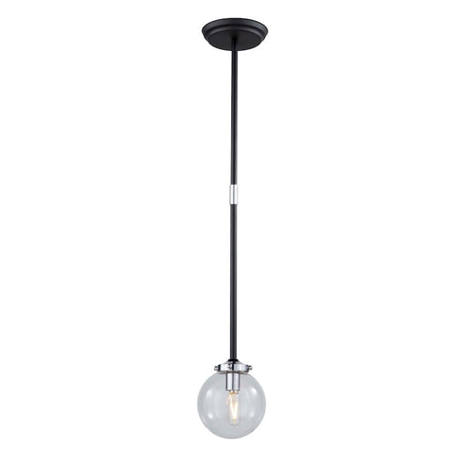 Artcraft Vero Modo 1 Light Pendant, Matte Black & Chrome