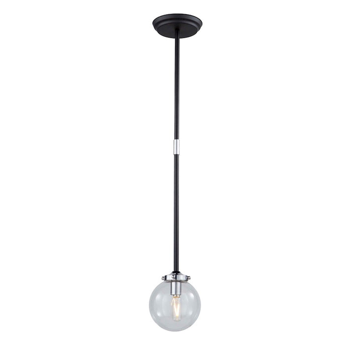 Artcraft Vero Modo 1 Light Pendant, Matte Black & Chrome