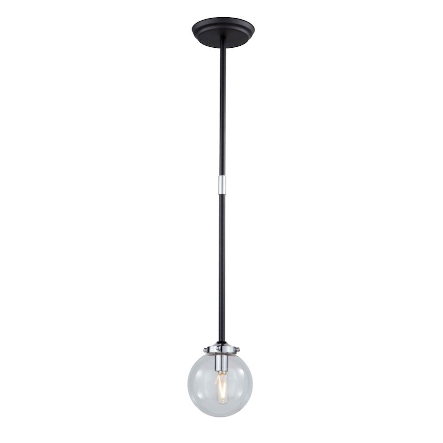 Artcraft Vero Modo 1 Light Pendant, Matte Black & Chrome