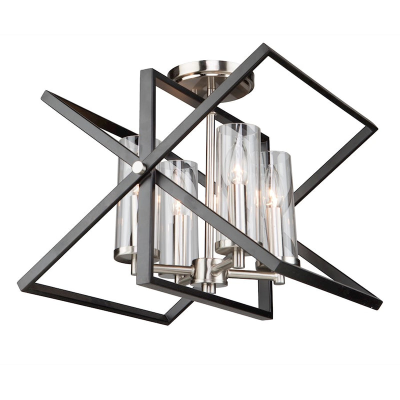 Artcraft Vissini 4 Light 14" SemiFlush Mount, Black/Polished Nickel
