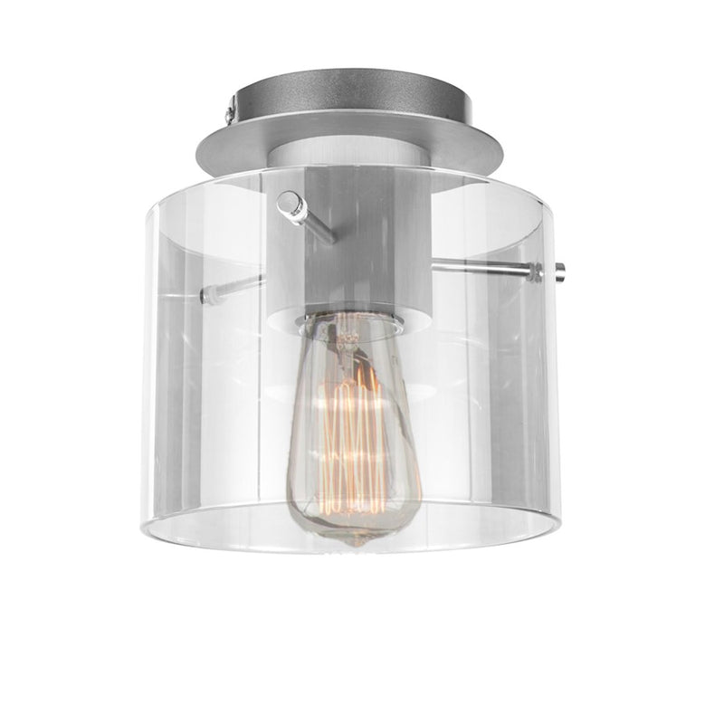 Artcraft Henley 1 Light Flush Mount, Brushed Aluminum/Clear Glass