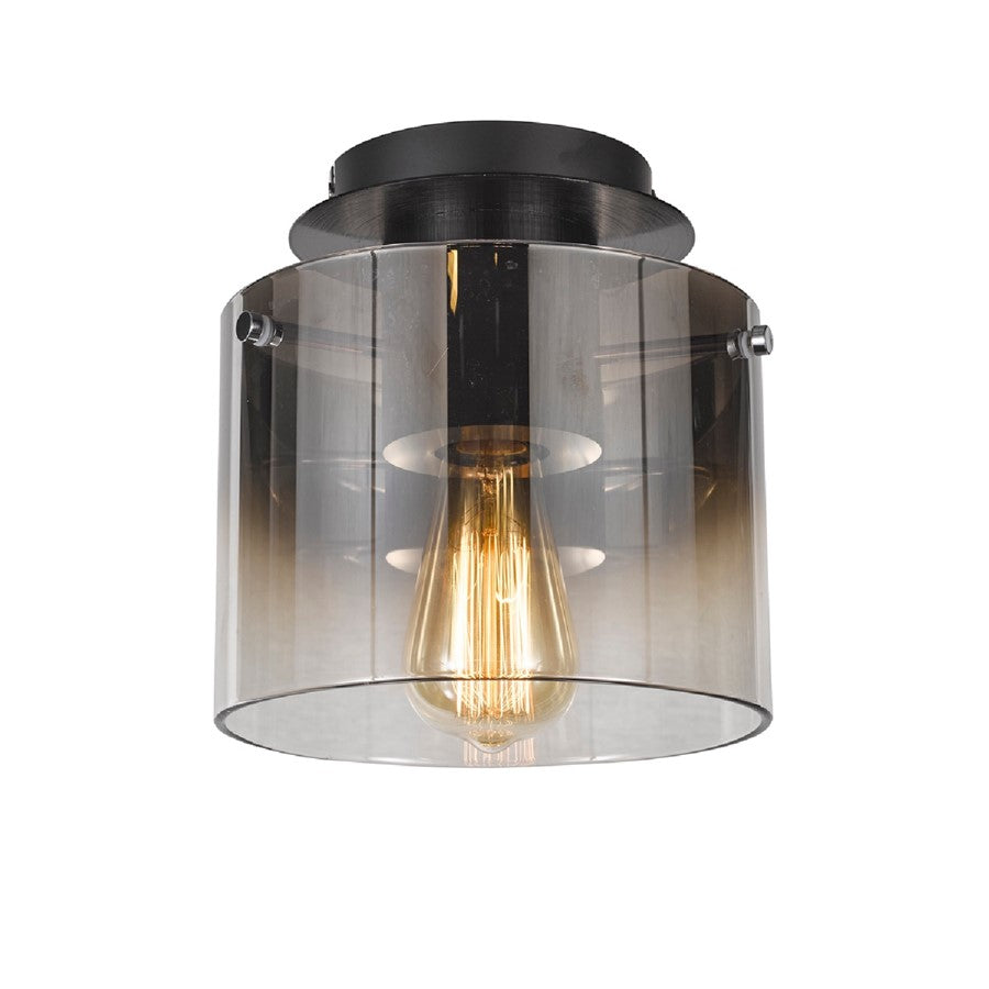 Artcraft Henley 1 Light 10" Flush Mount, Satin Black, Smoke Glass