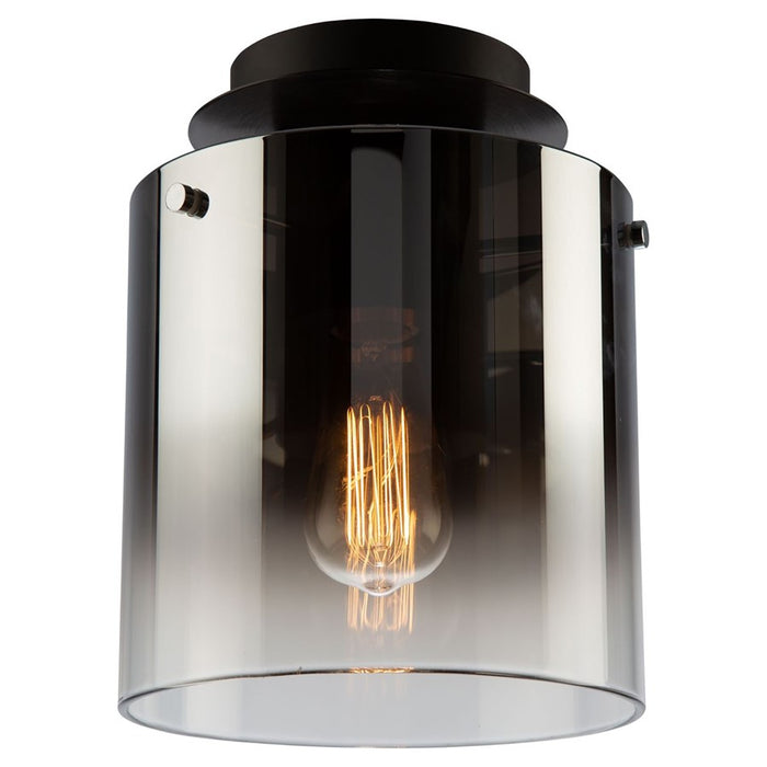 Artcraft Henley 1 Light 10" Flush Mount, Satin Black, Smoke Glass
