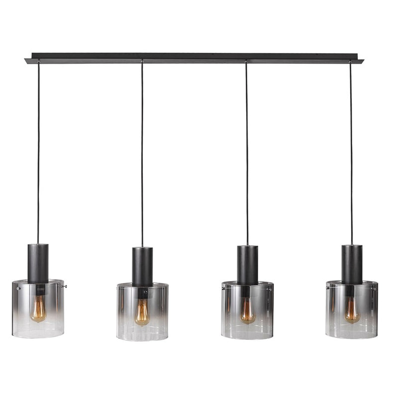 Artcraft Henley 4 Light Island Light, Satin Black/Smoke Glass