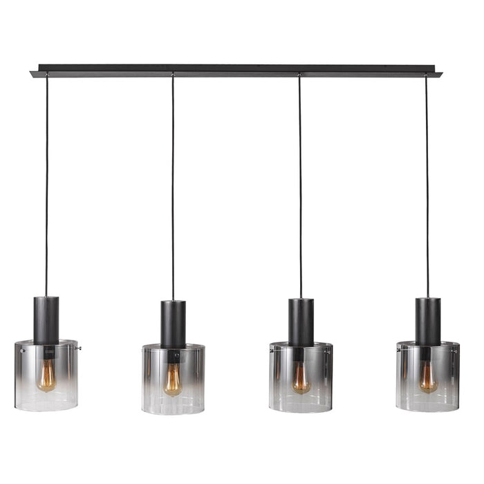 Artcraft Henley 4 Light Island Light, Satin Black/Smoke Glass