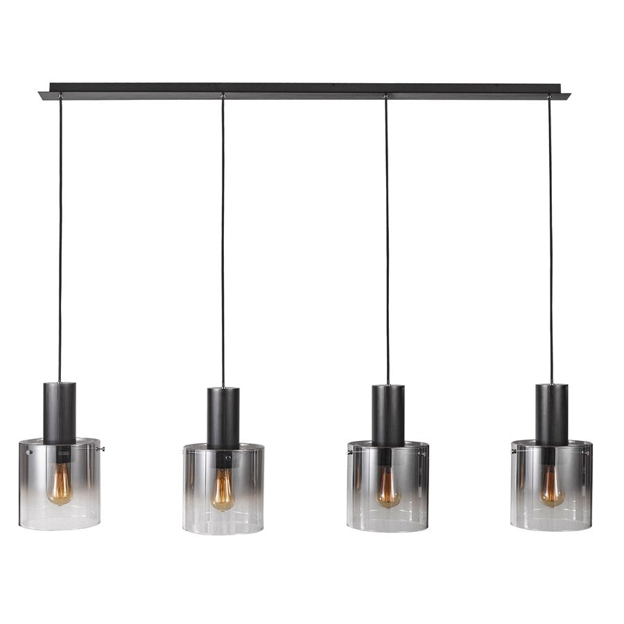Artcraft Henley 4 Light Island Light, Satin Black/Smoke Glass