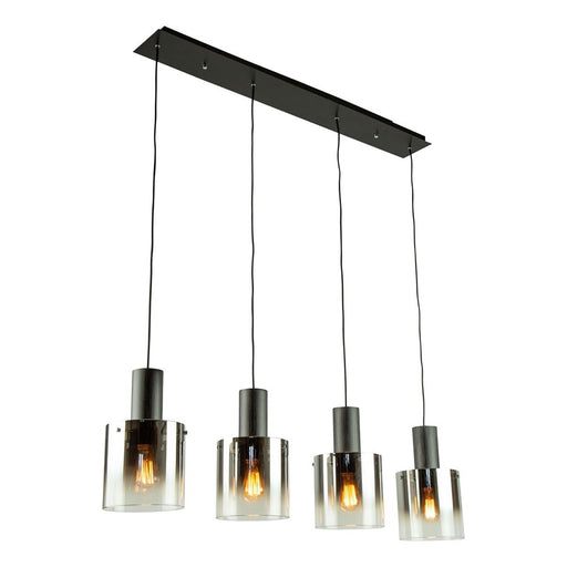 Artcraft Henley 4 Light Island Light, Satin Black/Smoke Glass